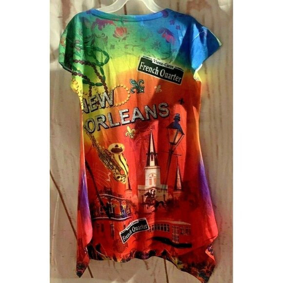 Maxi & Co Womens New Orleans French Quarter Sequin Shirt Size XS Multicolor Cap - Picture 2 of 10